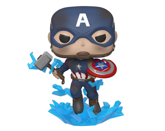 Avengers: Endgame POP! Movies Vinyl Figur Captain America w/Broken Shield & Mjölnir 9 cm