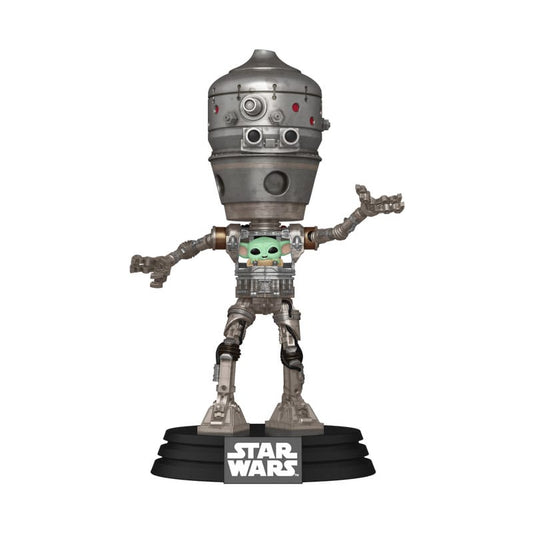 Star Wars: The Mandalorian POP! Deluxe Vinyl Bobblehead Figur IG-12 with Grogu 17 cm